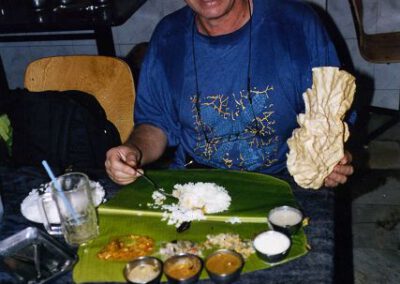 Süd-Indien 2004, Peter beim Thali-Essen